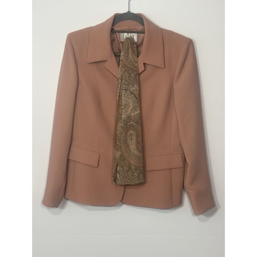 Le Suit Women’s Size 10 Blush Pink 2-Piece Blazer with Paisley Scarf